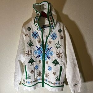 LRG x Round Two Mens Embroidered White Snowflake Hoodie